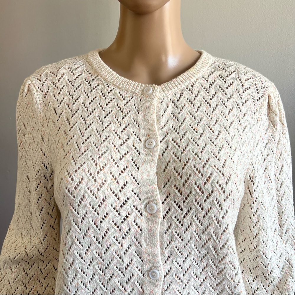 CAROLL PARIS Button Front Cotton Knit Cardigan Size M - Picture 3 of 11